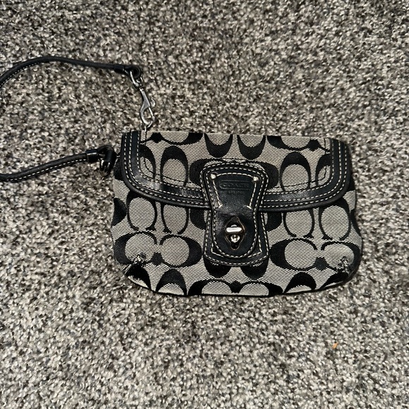 Coach Black and Gray Signature Wristlet - Picture 8 of 9